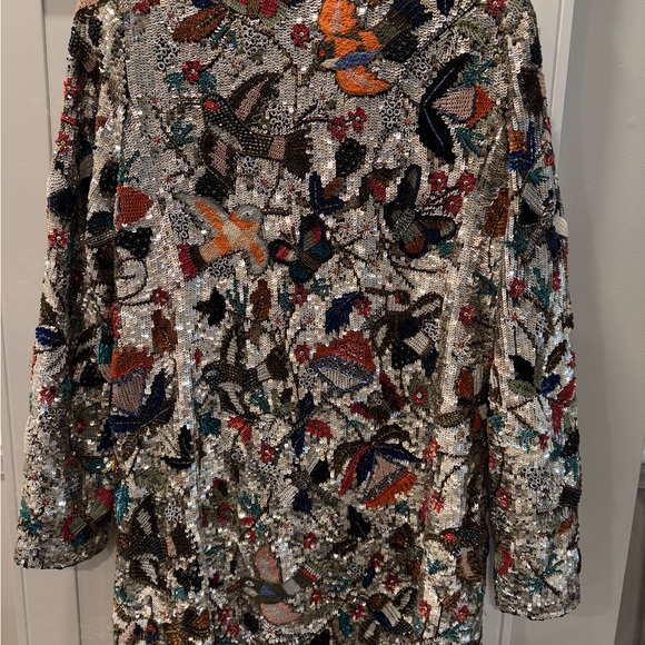 Alice + Olivia Rory Beaded Embellished Jacket Bird Long  Coat Size S $1095 - Picture 3 of 11
